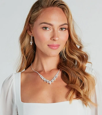Living Luxe Rhinestone Necklace And Earrings Set