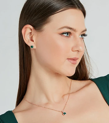 Glam Radiance Gemstone Necklace And Earrings Set