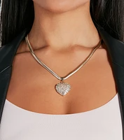 Loving The Look Rhinestone Heart Pendant Necklace