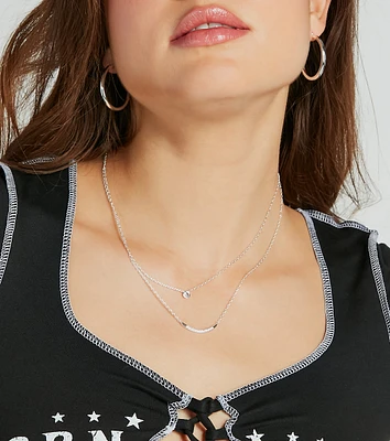 Simply Glam Sterling Silver Plated Cubic Zirconia Layered Necklace