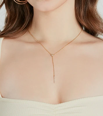 Chic Shine 14K Gold Plated Cubic Zirconia Lariat Necklace