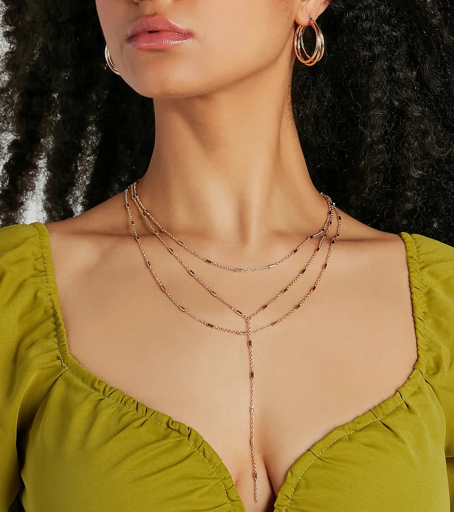 Moment Of Chic Dainty Layered Lariat Necklace