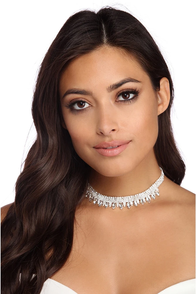 Tear Drop Rhinestone Choker