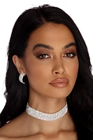 Rhinestone Choker & Stud Earrings