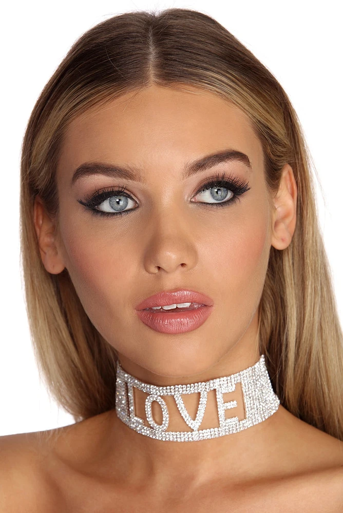 Love Rhinestone Statement Choker