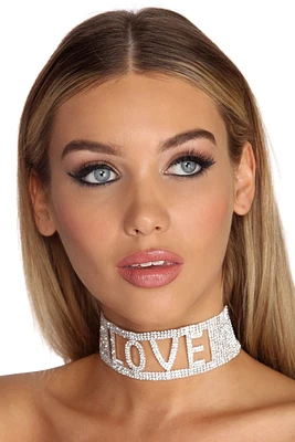 Love Rhinestone Statement Choker