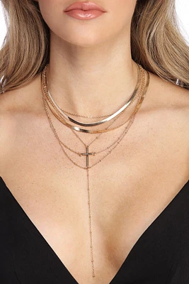 Chic Cross Charm Necklace Set