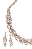 Rhinestone Leaf Necklace & Earrings
