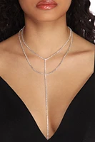 Layered Rhinestone Lariat Necklace