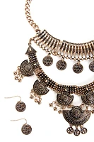 Boho Layered Bib Necklace And Earrings