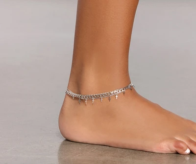 Three Pack Cross Chain Anklet