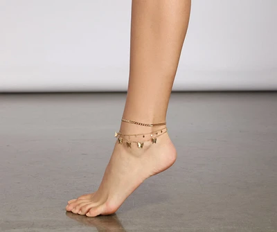 Three Pack Butterfly Chain Anklets