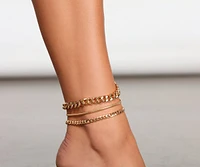 So Luxe Triple Row Chain Link Anklet