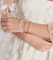 Chic Elegant Pearl And Chain Bracelet Set