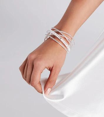 Feelin' Luxe Rhinestone Criss-Cross Cuff Bracelet