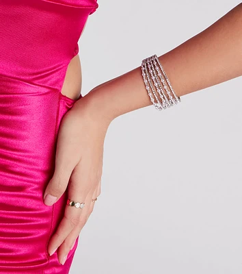 Elegant Glam Rhinestone And Pearl Cuff Bracelet
