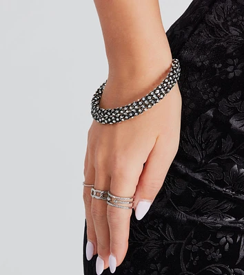 Upscale Glam Rhinestone Hematite Bracelet