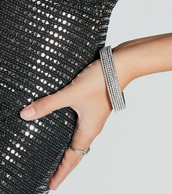Sleek Shimmer Rhinestone Bangle Bracelets