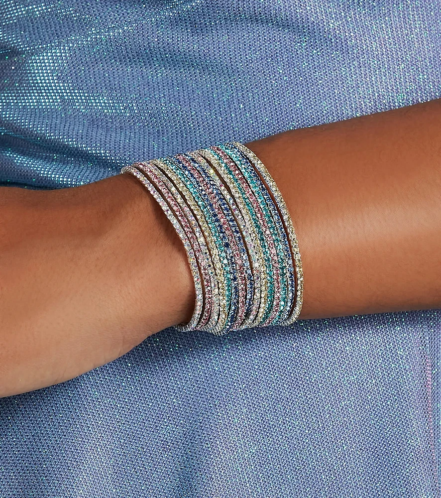 Colorful Charm Rhinestone Stretch Bracelet Set