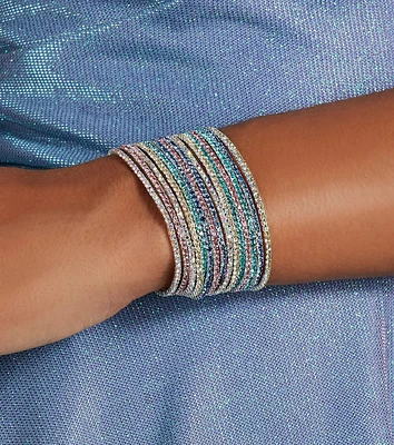 Colorful Charm Rhinestone Stretch Bracelet Set