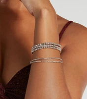 Glittering Effect Five Rhinestone Stretch Bracelets