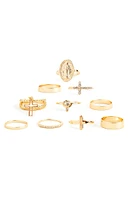 Cross Charm Rhinestone Ring Pack