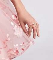 Trendy Shine Rhinestone Dainty Ring Set