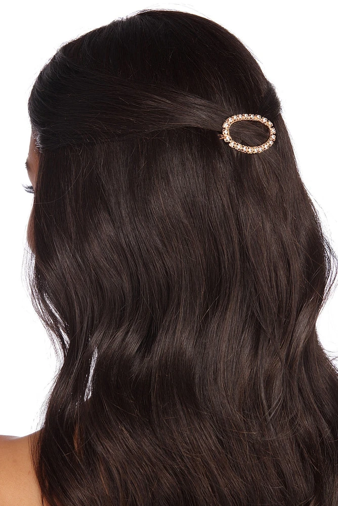 Oval Rhinestone Barrette