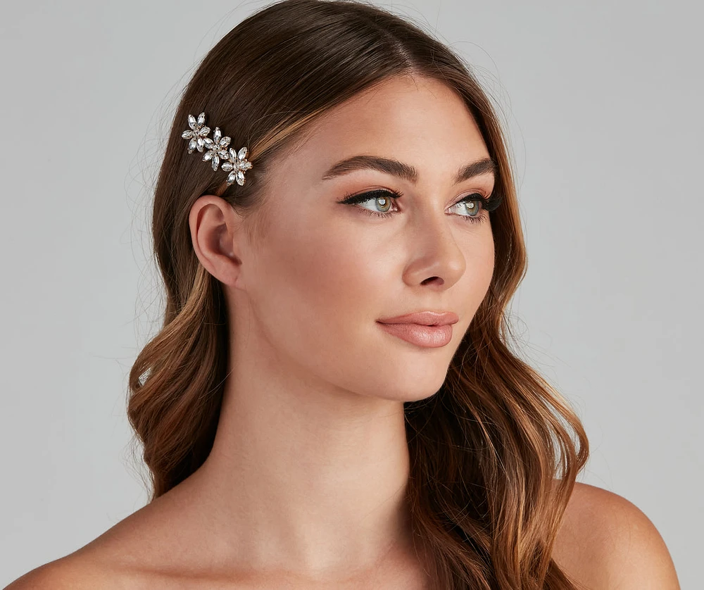 Floral Glam Rhinestone Barrette