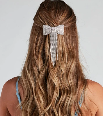 Pretty Glam Rhinestone Bow Barrette