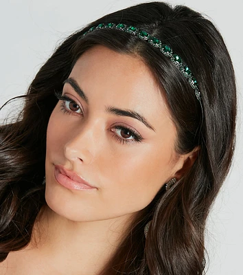 Opulent Allure Emerald Rhinestone Headband