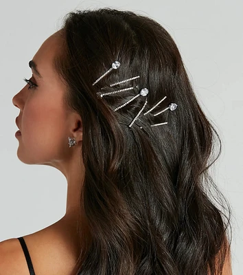 Glamour Expression Rhinestone Hair Pin Set