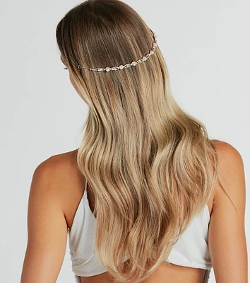 Ethereal Glamour Rhinestone And Pearl Hair Vine