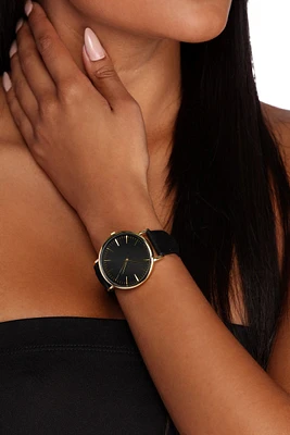 Faux Suede Minimal Watch