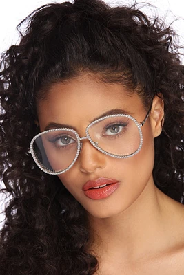 Rhinestone Trim Clear Sunglasses