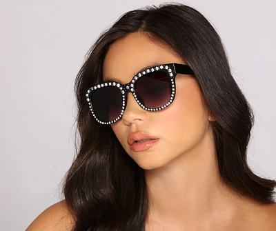 Glamorous Vibes Rhinestone Trim Sunglasses