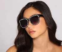 Glamorous Vibes Rhinestone Trim Sunglasses