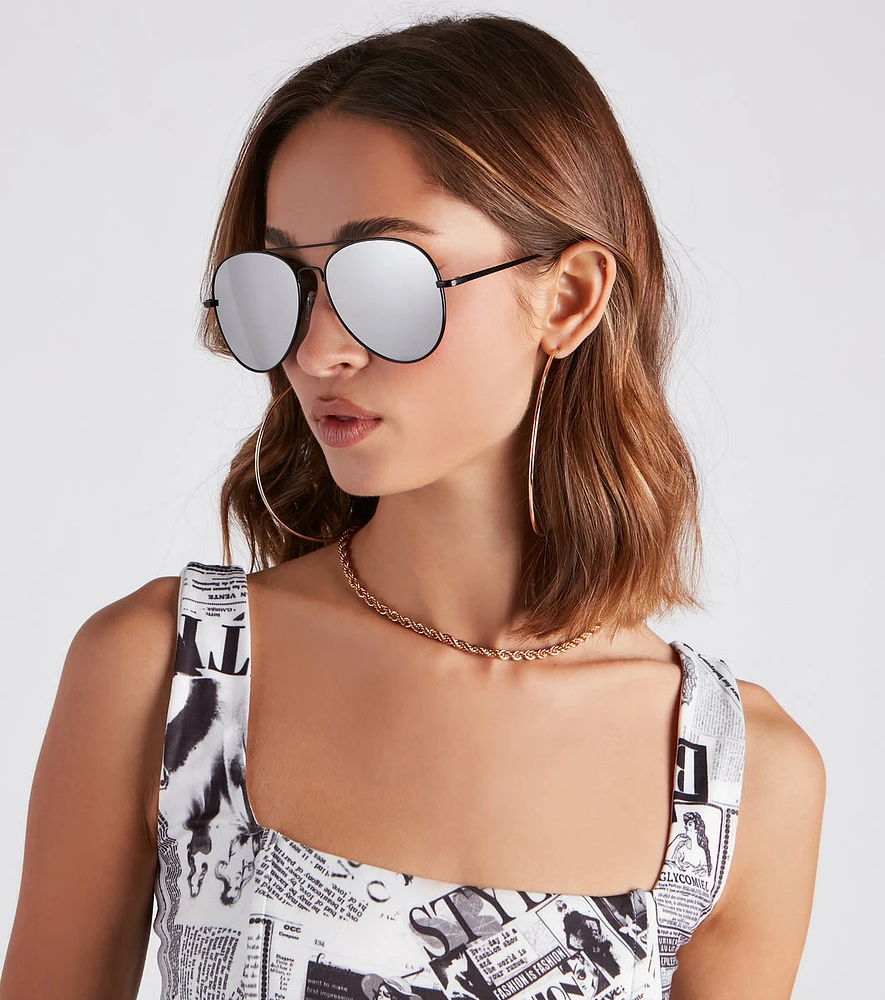 On Your Radar Mirrored Aviator Sunglasses