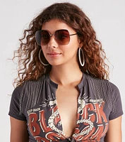 Major Attitude Round Metal Frame Sunglasses