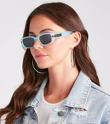 Sun And Fun Sleek Rectangle Sunglasses