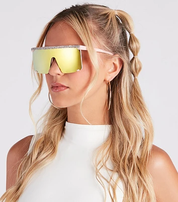 Summer Glam Rhinestone Oversized Sunglasses