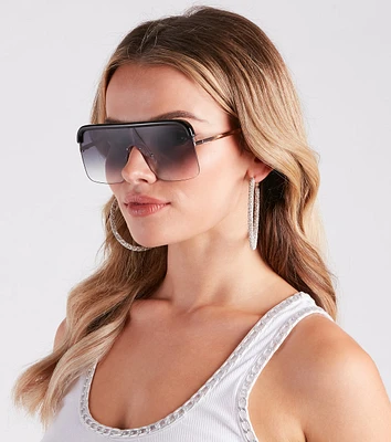 Trendy Moves Flat-Top Oversized Sunglasses