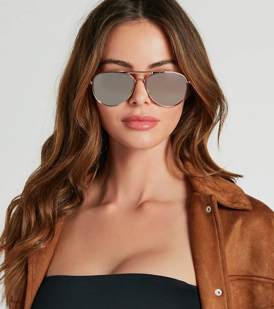 Everywhere Stunner Aviator Metal Sunglasses