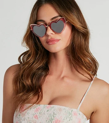 Adorably Fun Glitter Heart Sunglasses