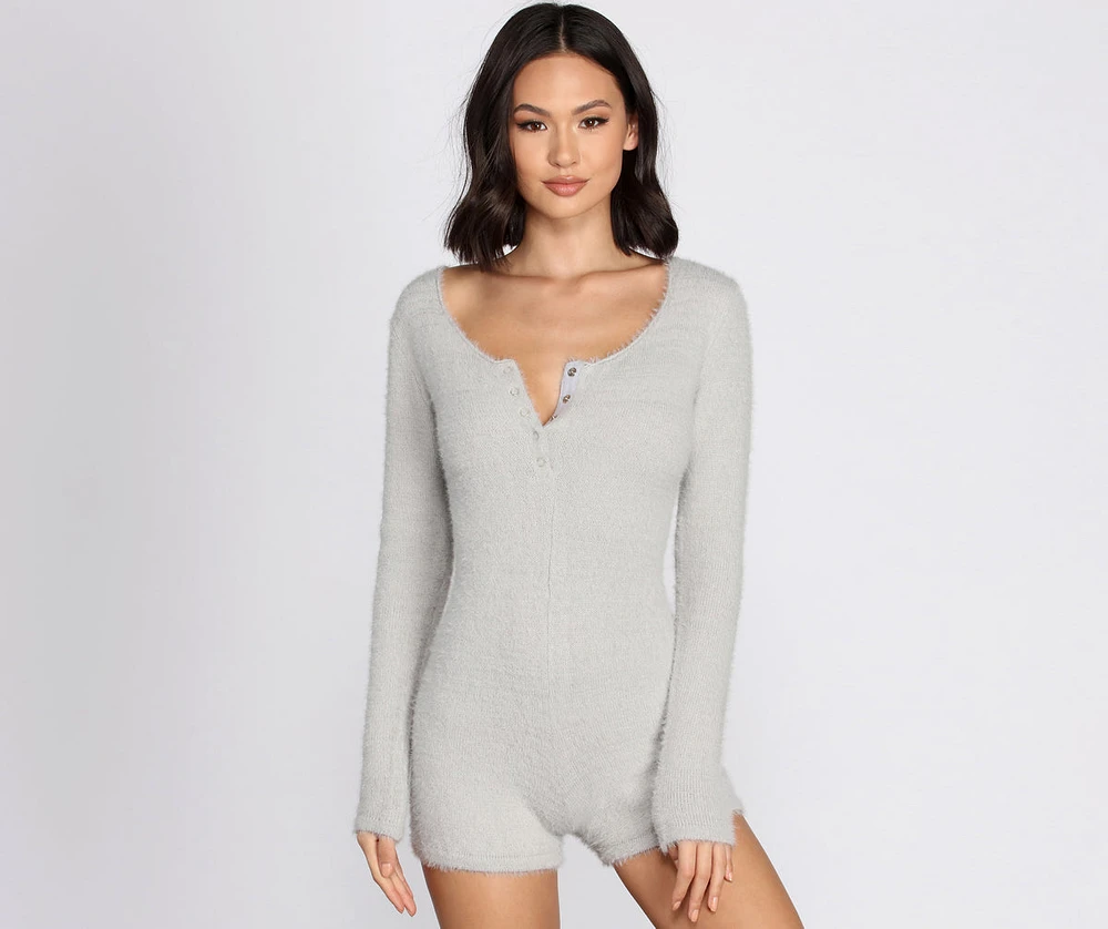 Cozy Eyelash Knit PJ Romper