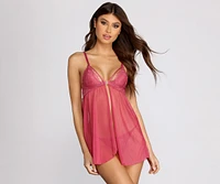 Dream Girl Mauve Lace Babydoll And Panty Set