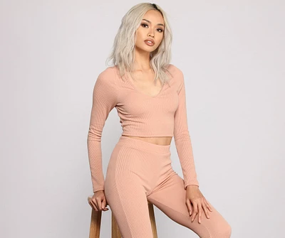Every Day Ribbed Knit Pajama Crop Top