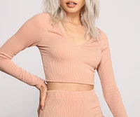 Every Day Ribbed Knit Pajama Crop Top