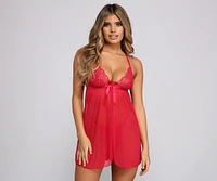 Flirty Mesh Baby Doll Dress And Matching Panty Set