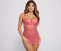 Body Language Lace Chemise and Thong Set